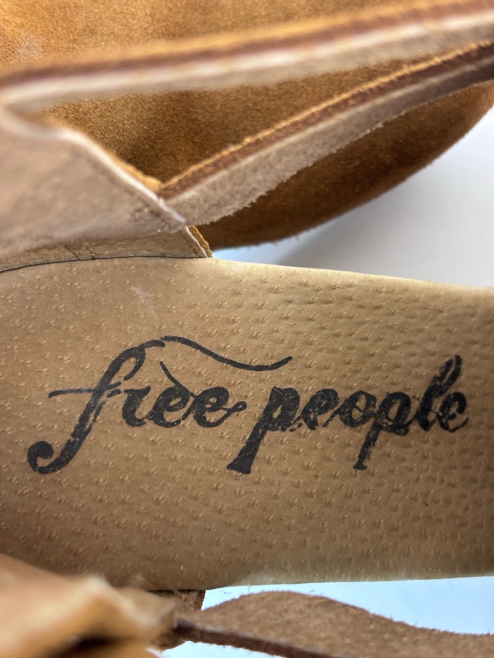 Free People Clog Heels Suede Chunky Wood Platform Block Heel Shoe Brown Sz 39/9 - Picture 15 of 16